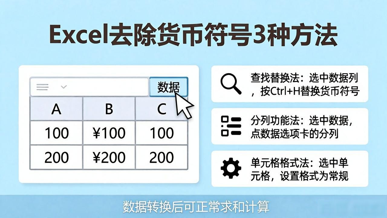 去除货币符号_查找替换清除货币符号_excel表格去掉数字前的货币符号